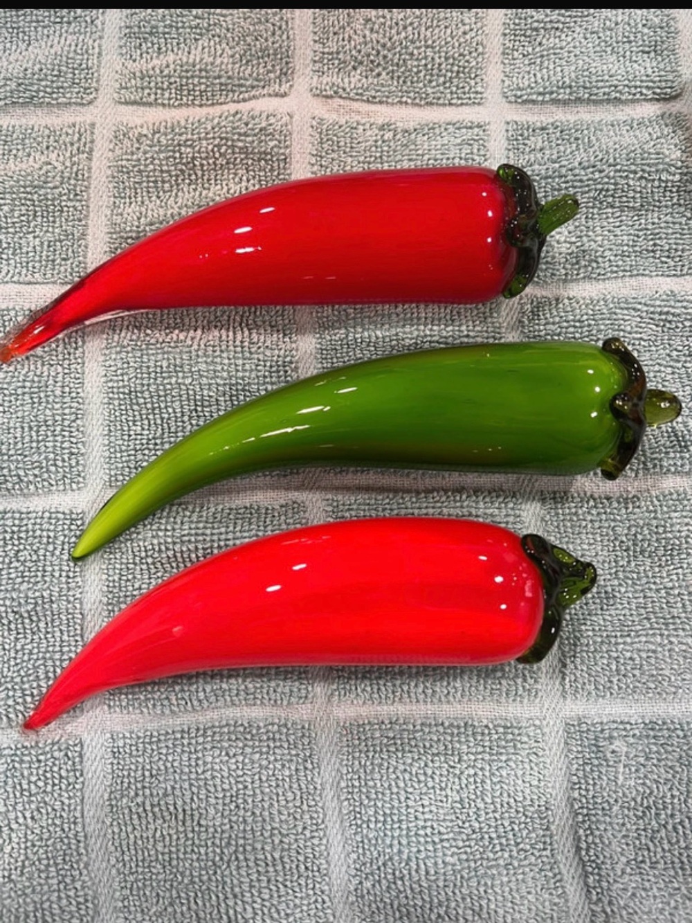 Handblown Glass Chili Pepper Decor - Red & Green